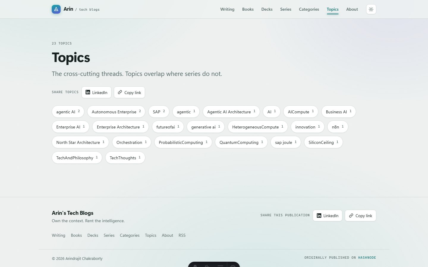 Topics. The fine-grained layer, with no structure imposed on it.