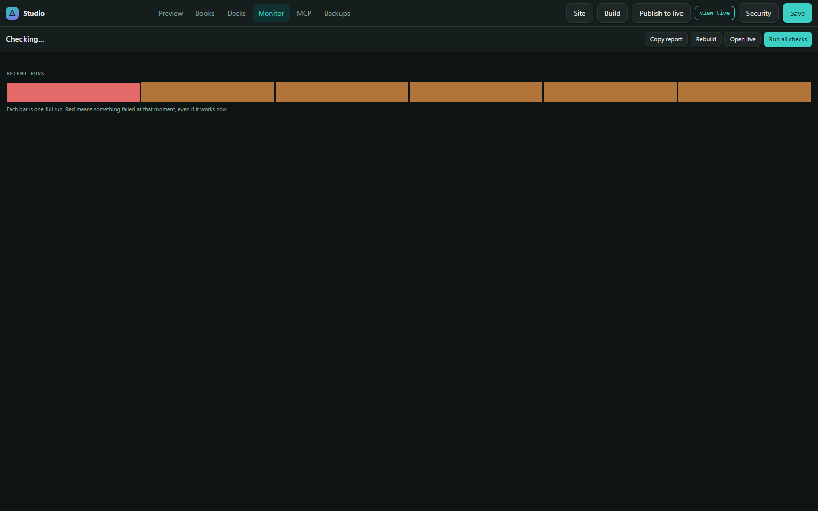 The Monitor — the live site's health, checked from outside rather than assumed from inside.